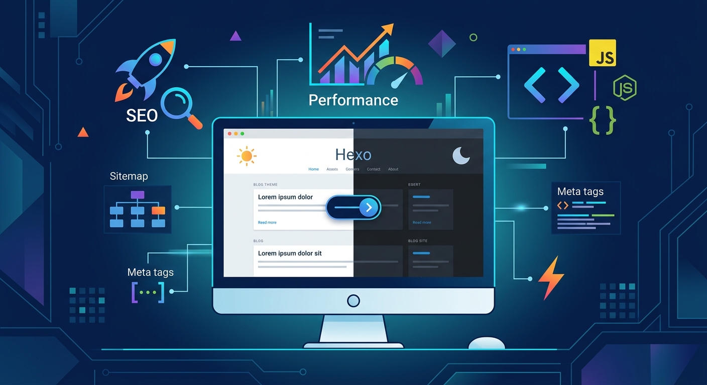 Blog statique avec Hexo : mes astuces SEO, performance et dark mode Srtbaasrtbaasrtb